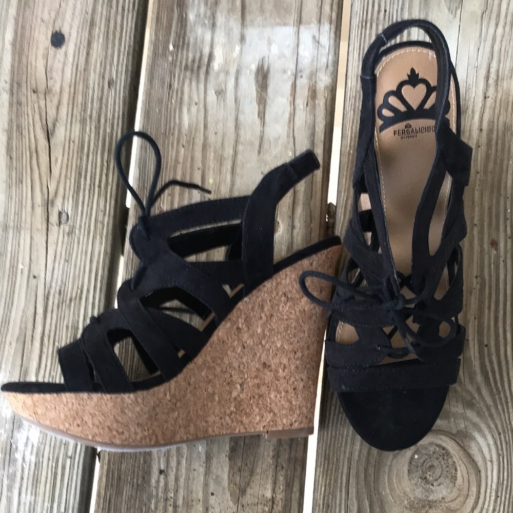 Black Strappy Wedges